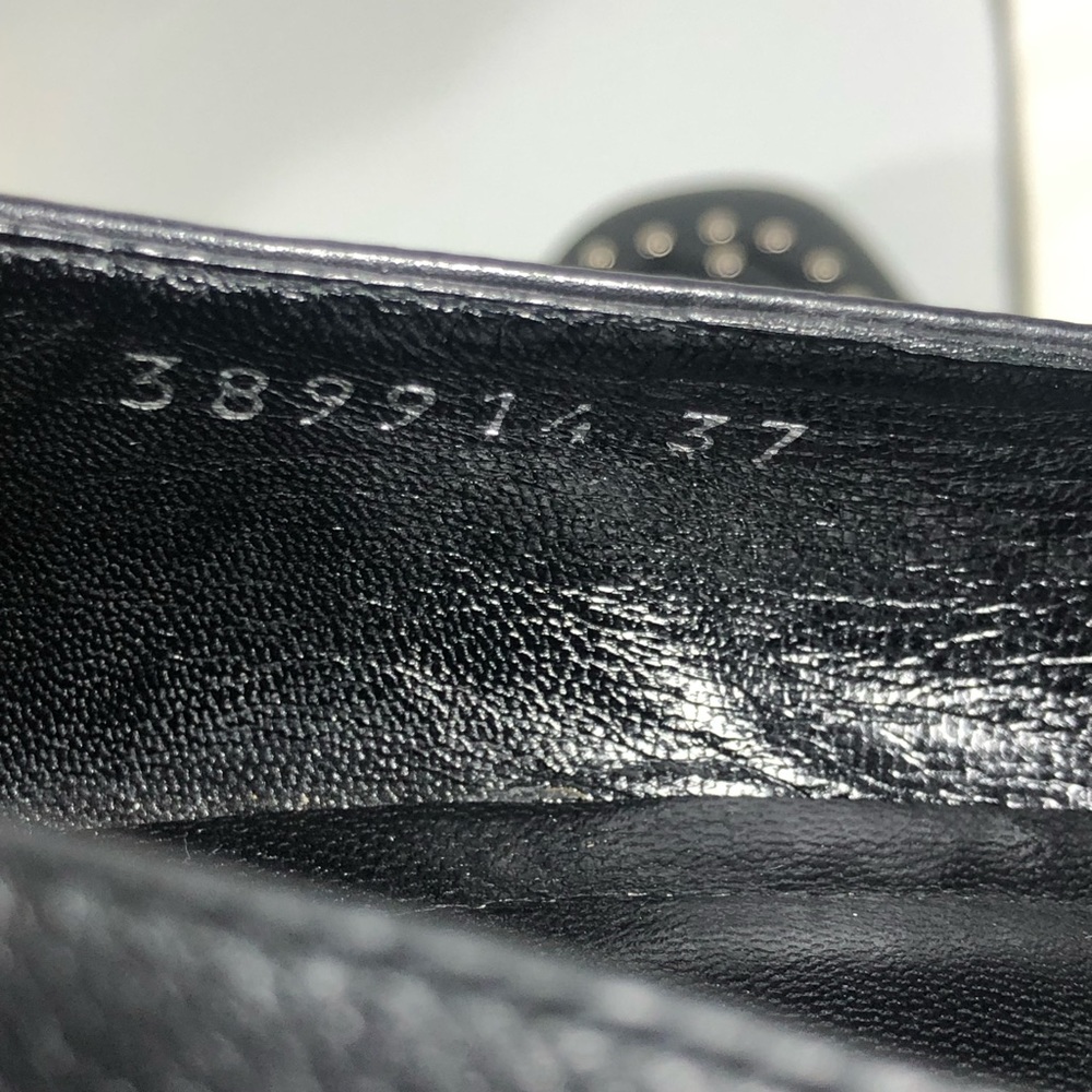 Gucci Loafers Silver Stud Logo Heel Classic Edgy Size 37 - Picture 6 of 9